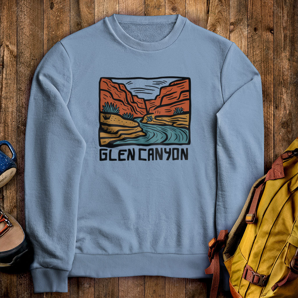 Glen Canyon National Recreation Area Crewneck Sweatshirt Stone Blue Adventure and Outdoors Themed Sweatshirt