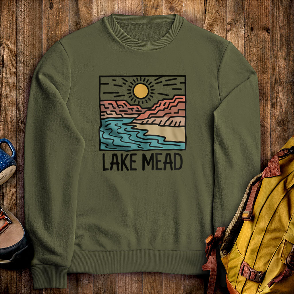 Lake Mead National Recreation Area Crewneck Sweatshirt Military Green Adventure and Outdoors Themed Sweatshirt