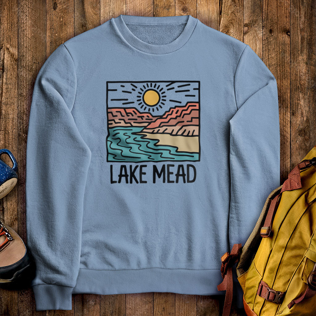 Lake Mead National Recreation Area Crewneck Sweatshirt Stone Blue Adventure and Outdoors Themed Sweatshirt