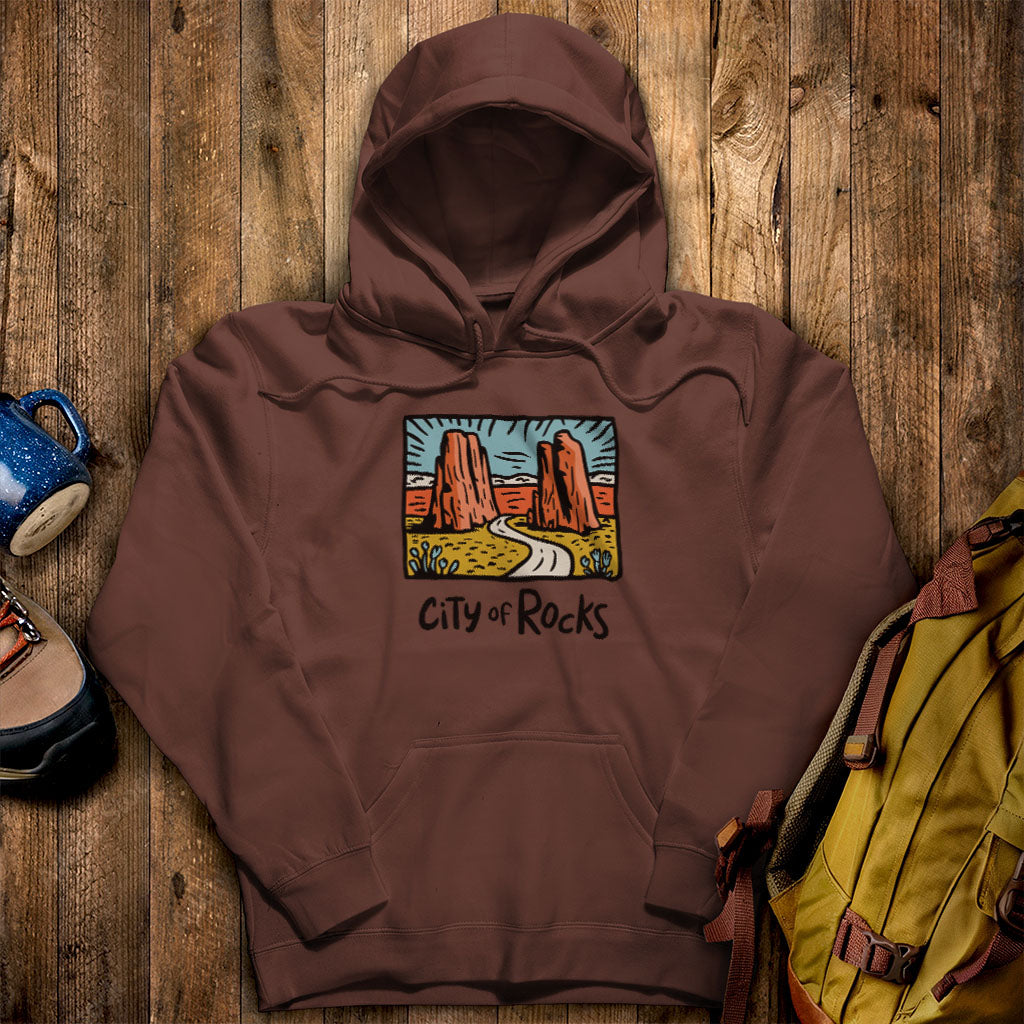 City of Rocks National Reserve Hoodie Cocoa Adventure and Outdoors Themed Hoodie