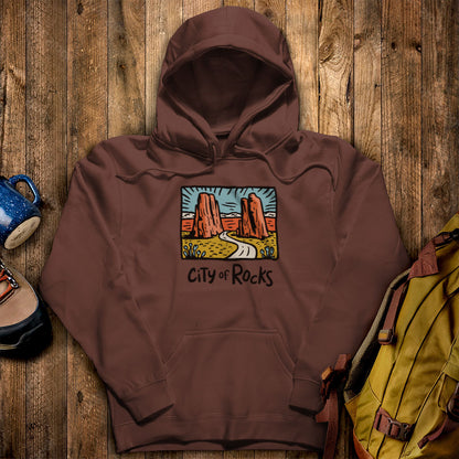 City of Rocks National Reserve Hoodie Cocoa Adventure and Outdoors Themed Hoodie