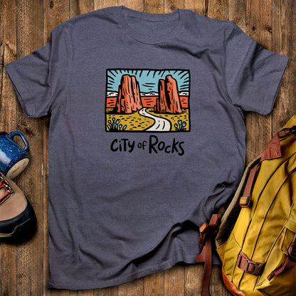 City of Rocks National Reserve T-Shirt Heather Navy Adventure and Outdoors Themed T-Shirt