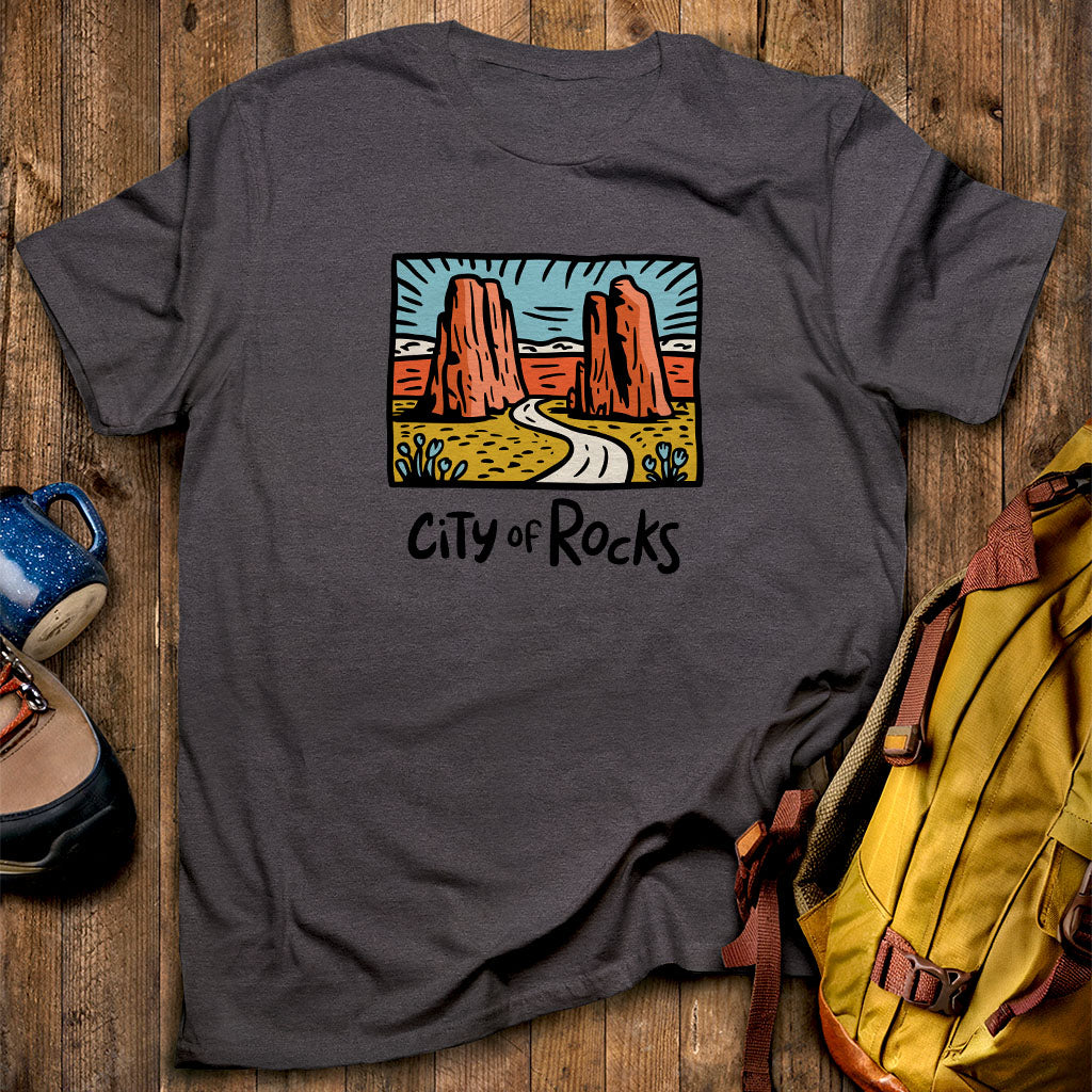 City of Rocks National Reserve T-Shirt Dark Heather Adventure and Outdoors Themed T-Shirt