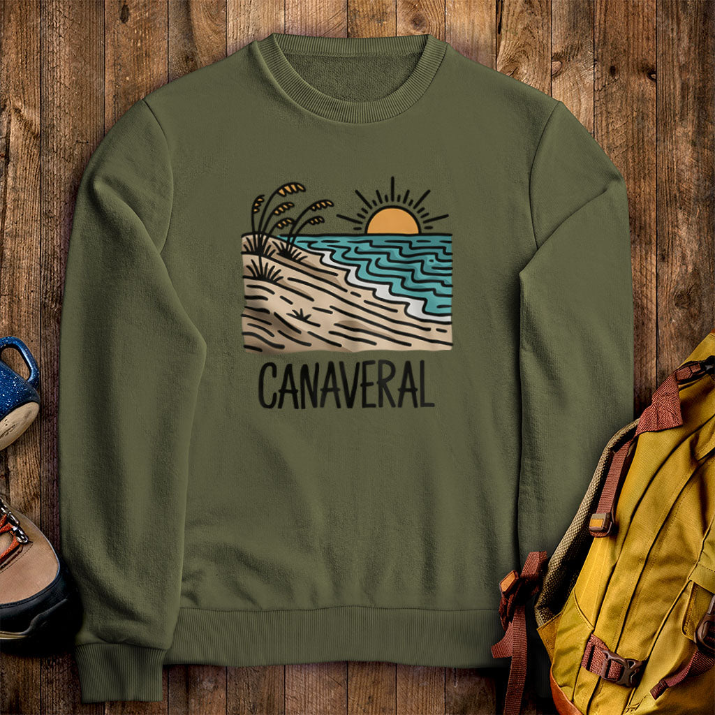 Canaveral National Seashore Crewneck Sweatshirt Military Green Adventure and Outdoors Themed Sweatshirt