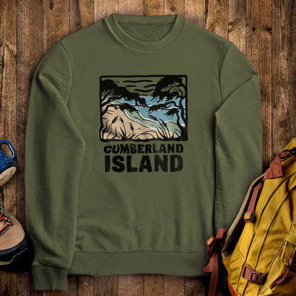 Cumberland Island National Seashore Crewneck Sweatshirt Military Green Adventure and Outdoors Themed Sweatshirt