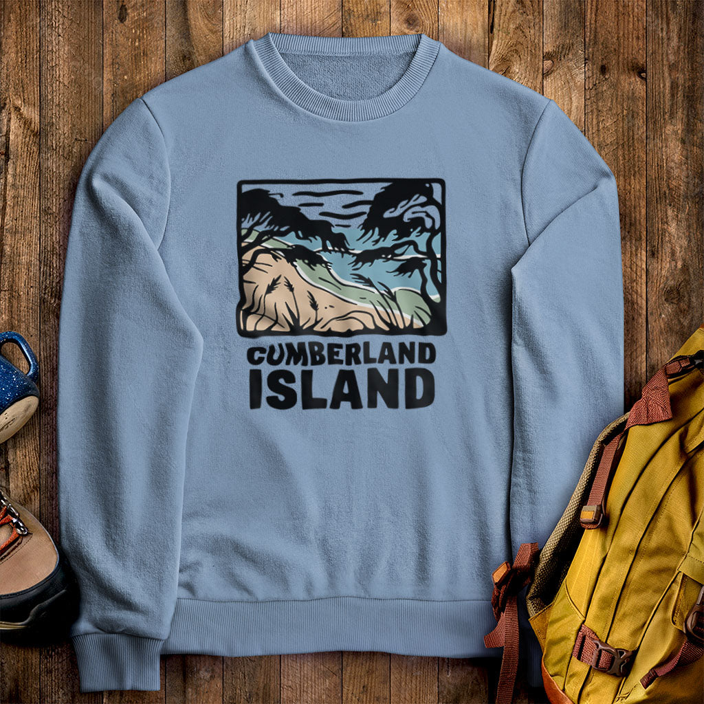 Cumberland Island National Seashore Crewneck Sweatshirt Stone Blue Adventure and Outdoors Themed Sweatshirt