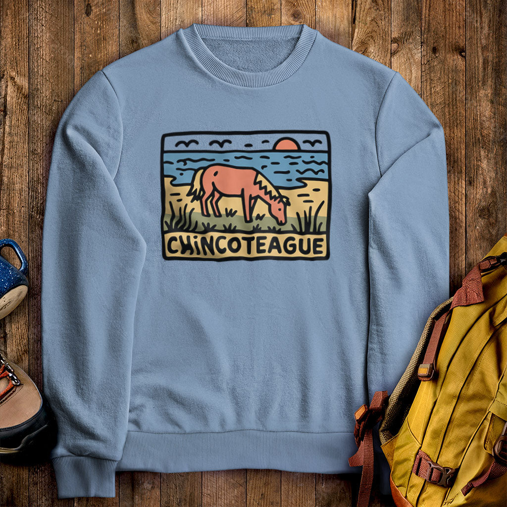Chincoteague National Wildlife Refuge Crewneck Sweatshirt Stone Blue Adventure and Outdoors Themed Sweatshirt