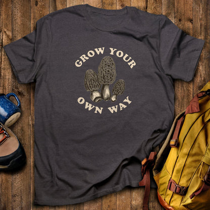 Grow Your Own Way T-Shirt Dark Heather Adventure and Outdoors Themed T-Shirt
