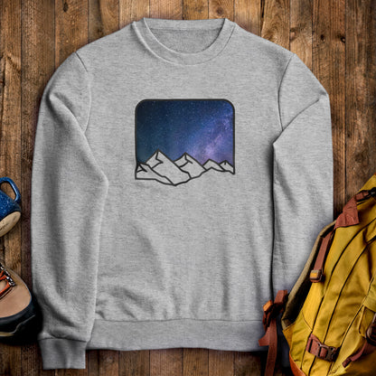 Starry Peaks Crewneck Sweatshirt Sport Grey Adventure and Outdoors Themed Sweatshirt