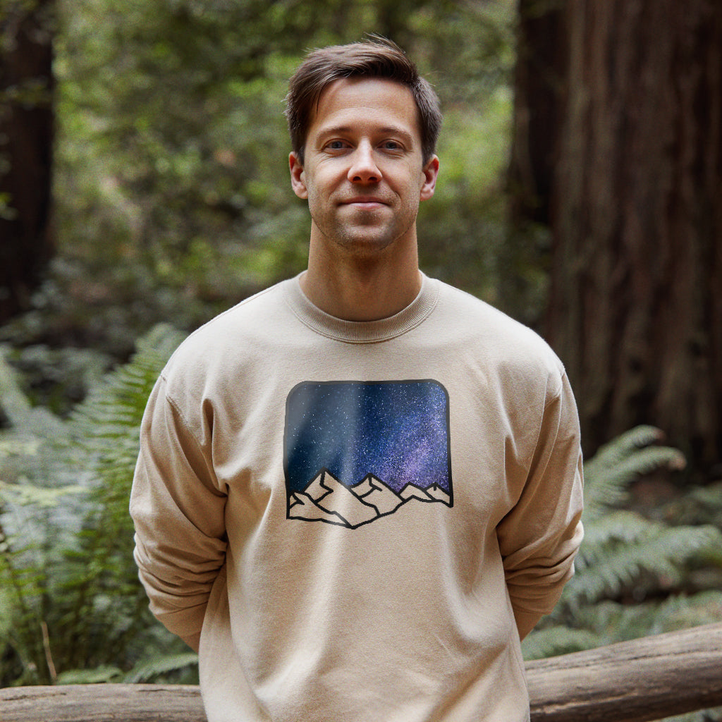 Starry Peaks Crewneck Sweatshirt Adventure and Outdoors Themed Sweatshirt