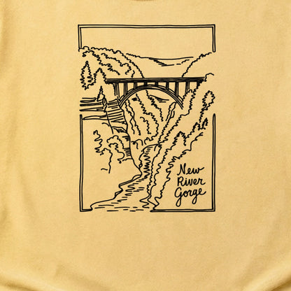 New River Gorge Line Drawing Cotton T-Shirt