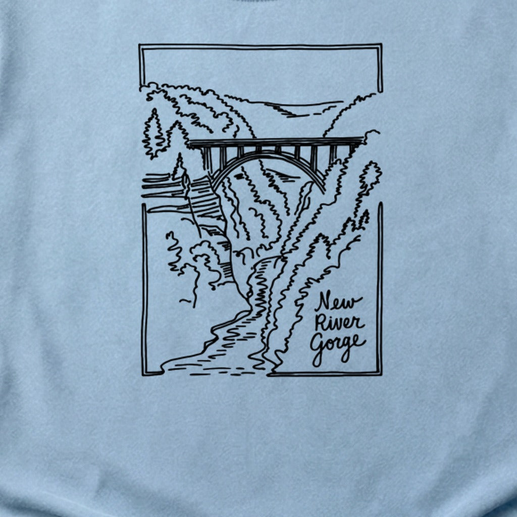 New River Gorge Line Drawing Cotton T-Shirt