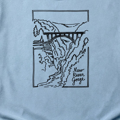 New River Gorge Line Drawing Cotton T-Shirt