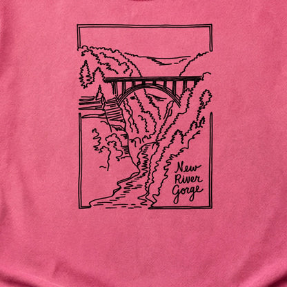 New River Gorge Line Drawing Cotton T-Shirt