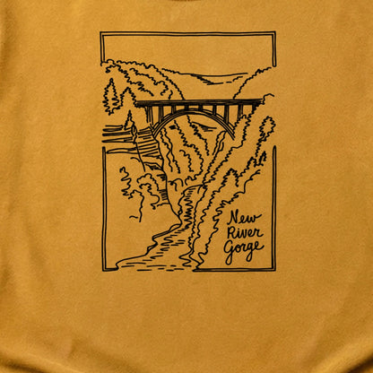 New River Gorge Line Drawing Cotton T-Shirt