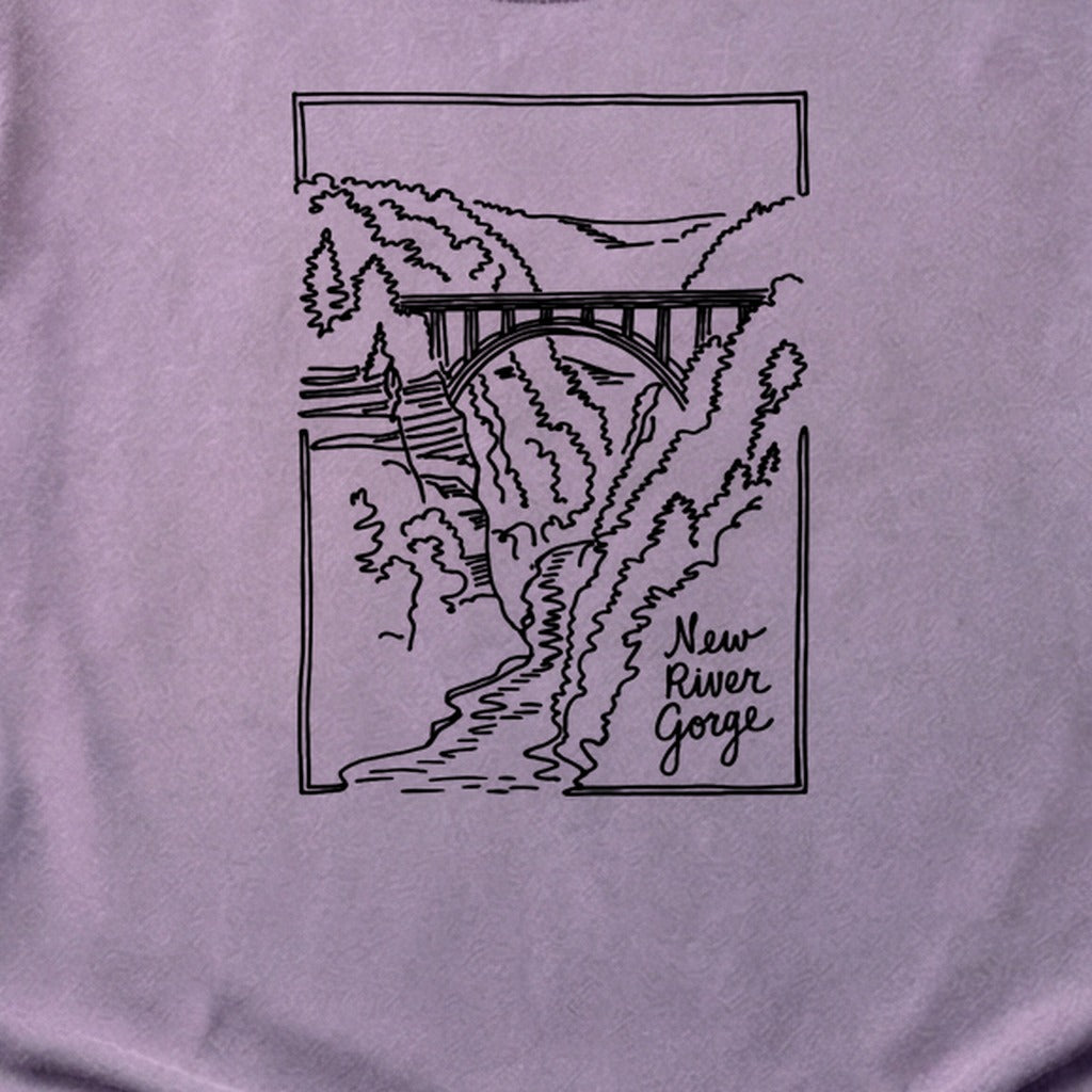 New River Gorge Line Drawing Cotton T-Shirt
