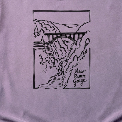 New River Gorge Line Drawing Cotton T-Shirt