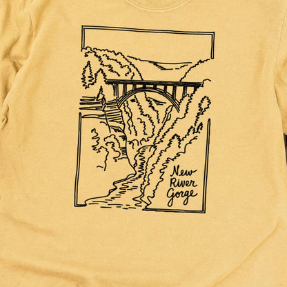 New River Gorge Line Drawing Cotton Long Sleeve