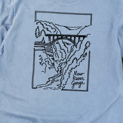 New River Gorge Line Drawing Cotton Long Sleeve