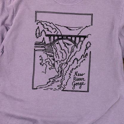 New River Gorge Line Drawing Cotton Long Sleeve