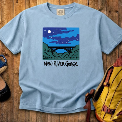 New River Gorge at Night Cotton T-Shirt