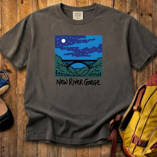 New River Gorge at Night Cotton T-Shirt