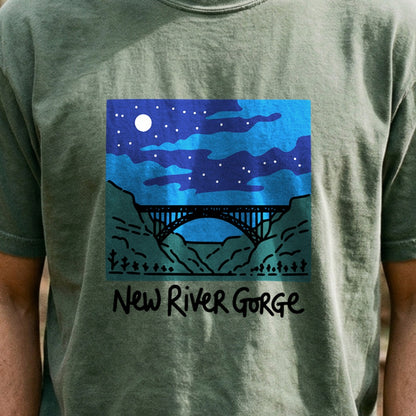 New River Gorge at Night Cotton T-Shirt