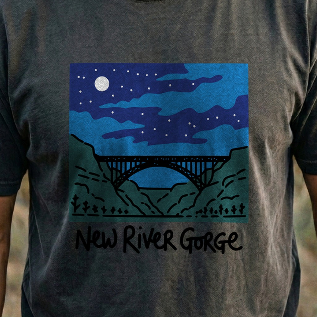 New River Gorge at Night Cotton T-Shirt