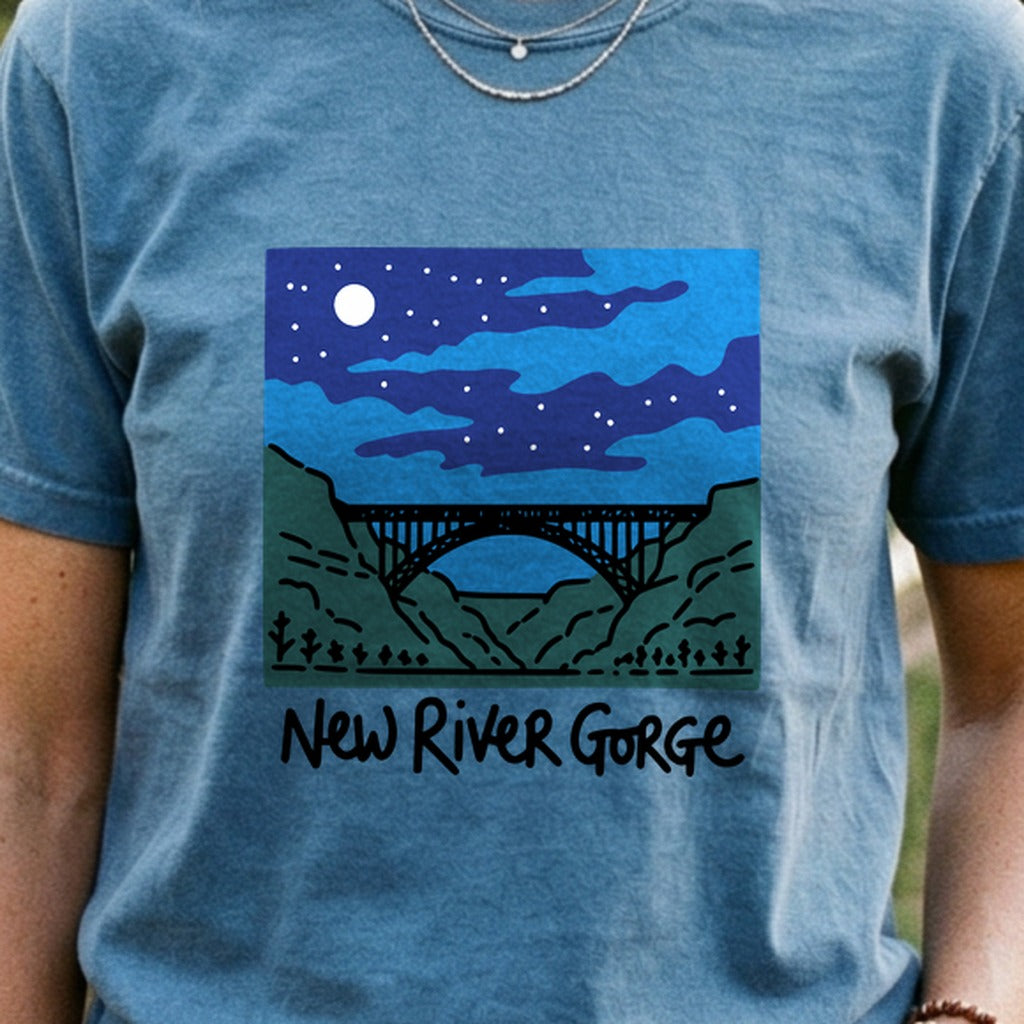 New River Gorge at Night Cotton T-Shirt