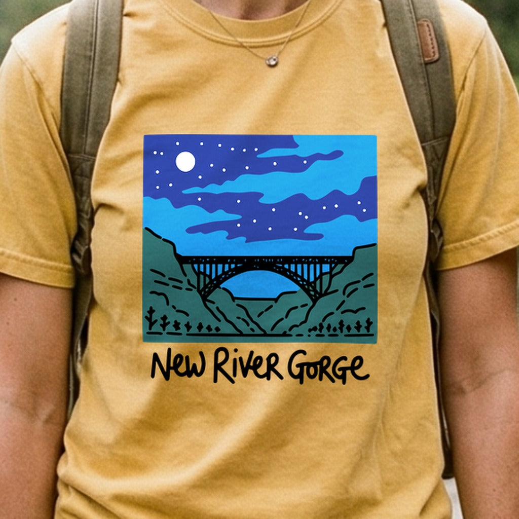 New River Gorge at Night Cotton T-Shirt
