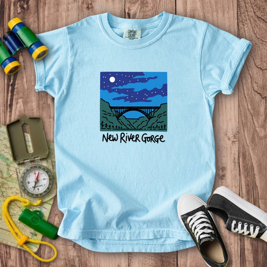New River Gorge at Night Kids Cotton T-Shirt