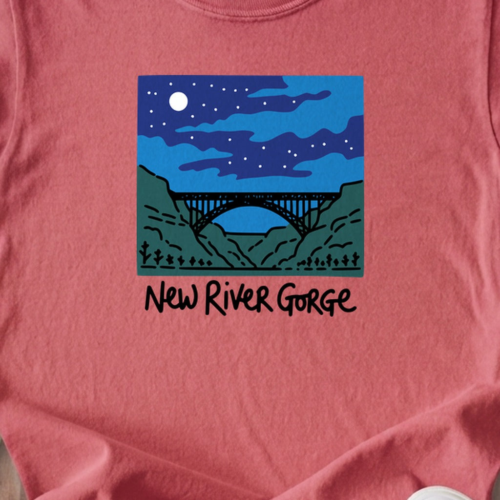New River Gorge at Night Kids Cotton T-Shirt