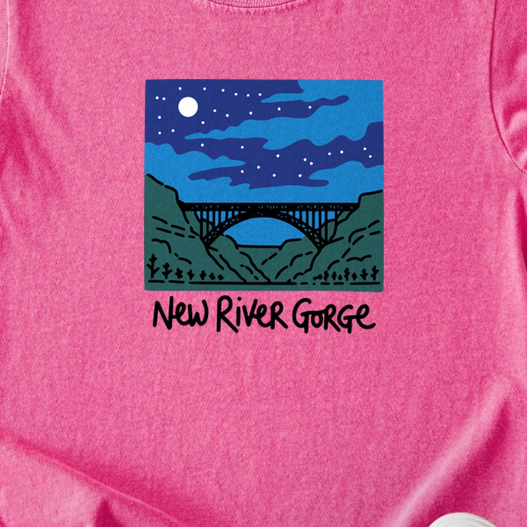 New River Gorge at Night Kids Cotton T-Shirt