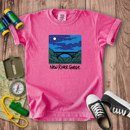 New River Gorge at Night Kids Cotton T-Shirt