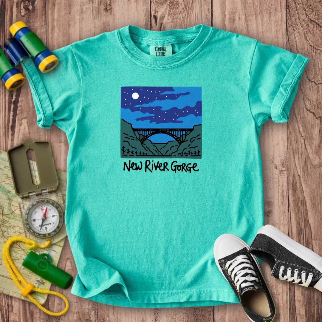New River Gorge at Night Kids Cotton T-Shirt