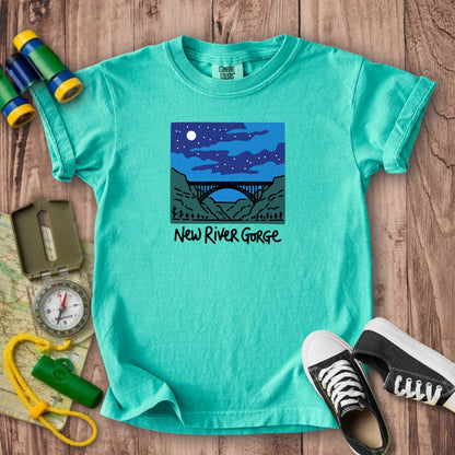New River Gorge at Night Kids Cotton T-Shirt