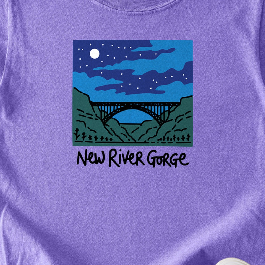 New River Gorge at Night Kids Cotton T-Shirt
