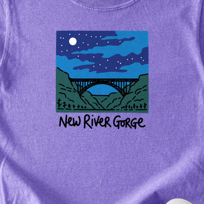 New River Gorge at Night Kids Cotton T-Shirt