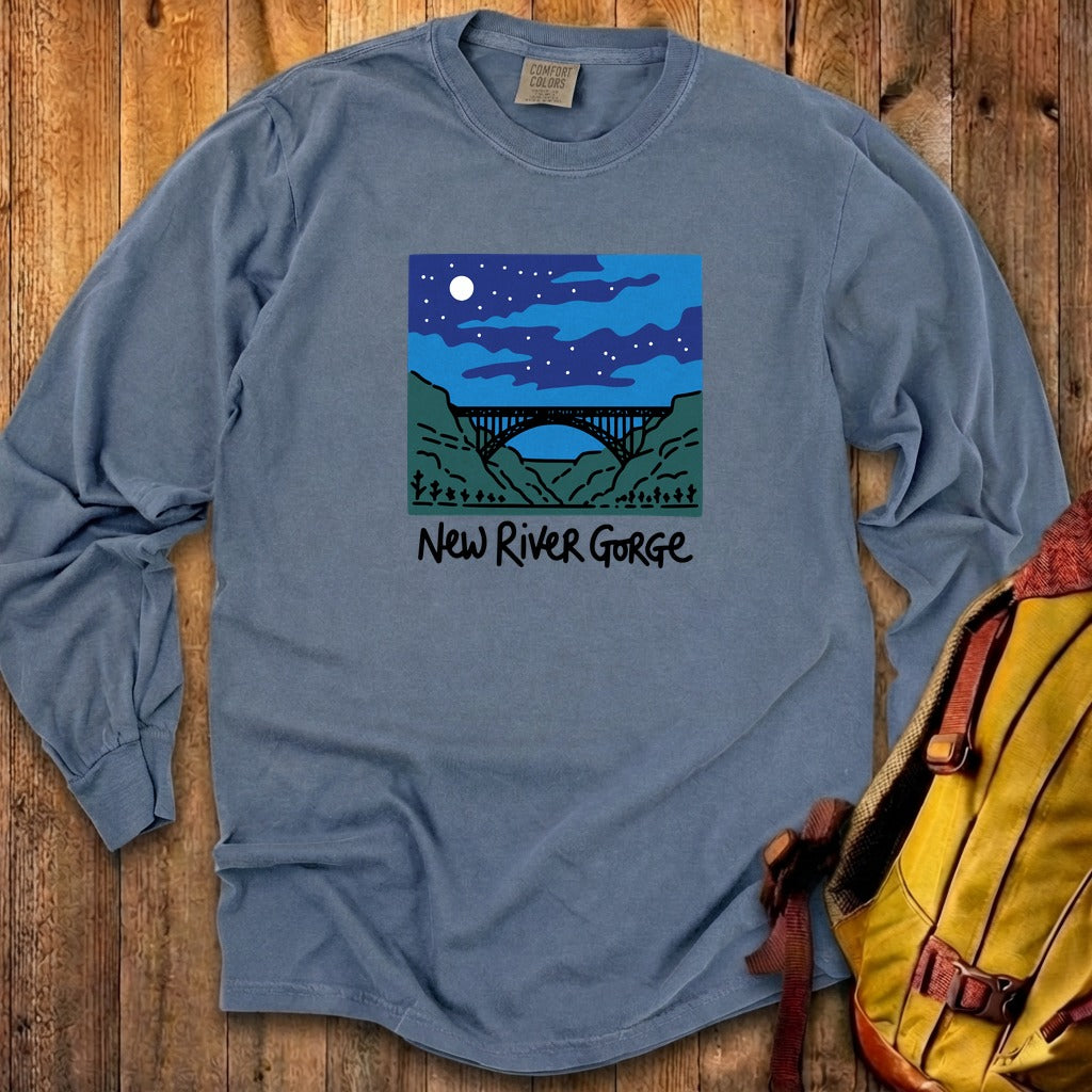 New River Gorge at Night Cotton Long Sleeve