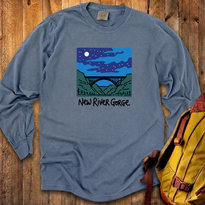 New River Gorge at Night Cotton Long Sleeve