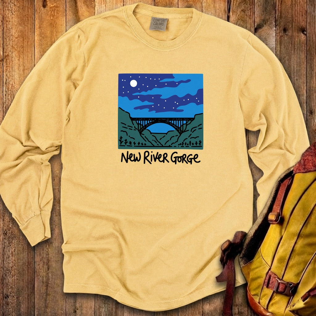 New River Gorge at Night Cotton Long Sleeve