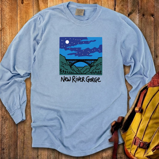 New River Gorge at Night Cotton Long Sleeve