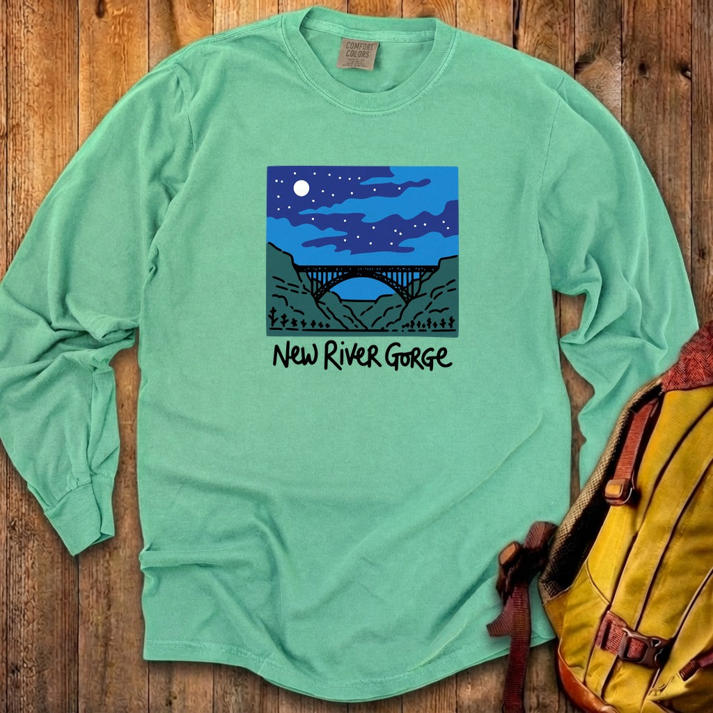New River Gorge at Night Cotton Long Sleeve