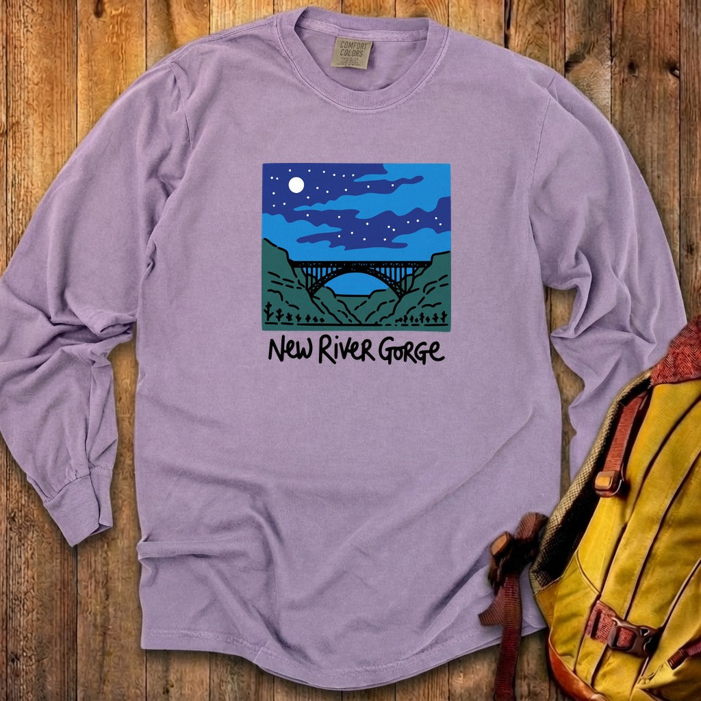 New River Gorge at Night Cotton Long Sleeve
