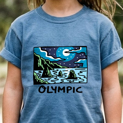 Olympic at Night Kids Cotton T-Shirt