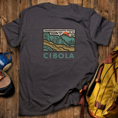 Cibola National Forest T-Shirt Dark Heather Adventure and Outdoors Themed T-Shirt
