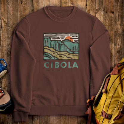 Cibola National Forest Crewneck Sweatshirt Cocoa Adventure and Outdoors Themed Sweatshirt