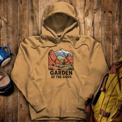 Garden of the Gods Hoodie Mustard Adventure and Outdoors Themed Hoodie