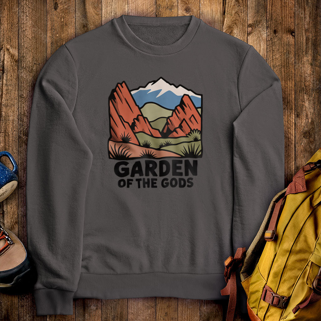 Garden of the Gods Crewneck Sweatshirt Charcoal Adventure and Outdoors Themed Sweatshirt
