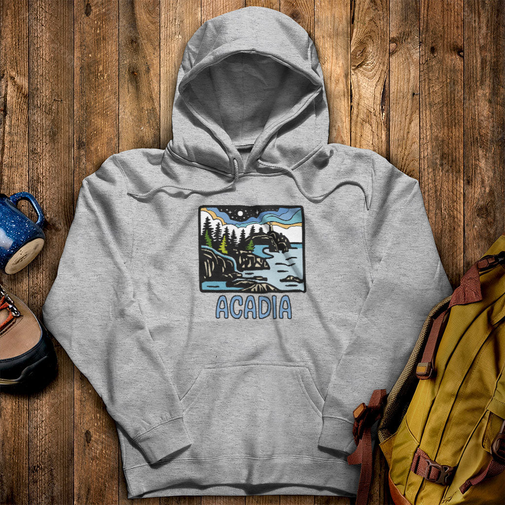 Acadia at Night Hoodie Sport Grey Adventure and Outdoors Themed Hoodie